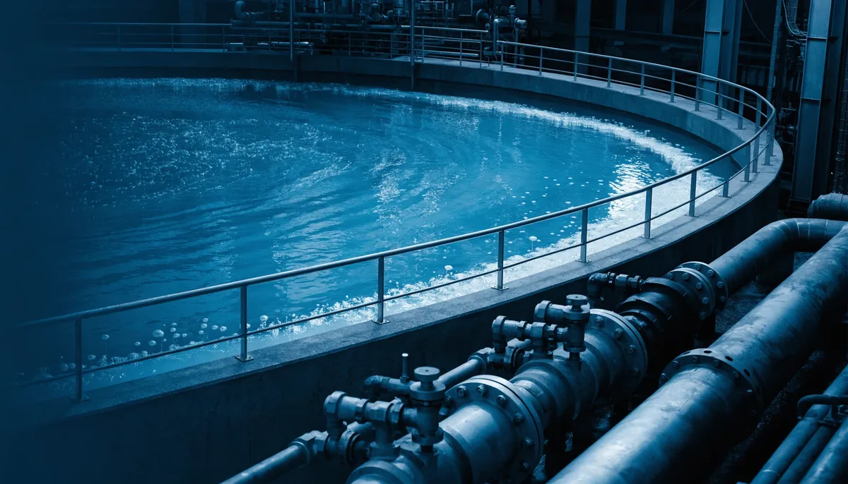 Tank and pipework of a water treatment installation
